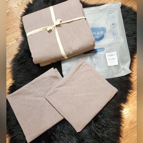 100% Cotton King Size Mauve Brown Duvet Cover Set - Picture 4 of 10